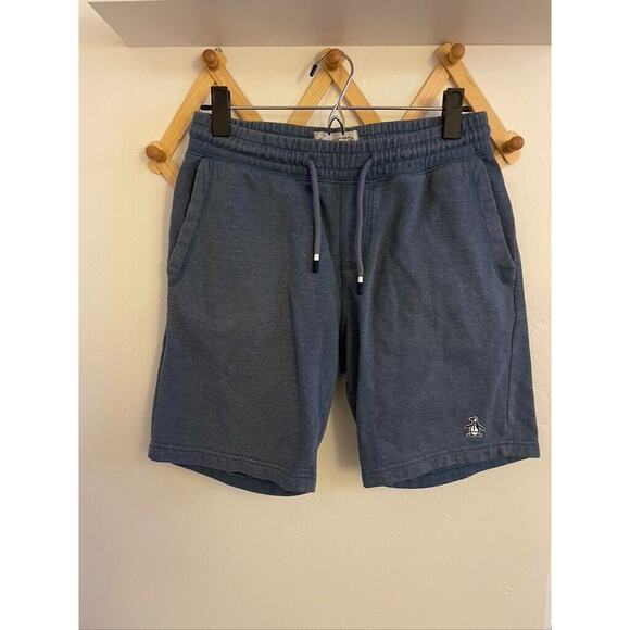 Original Penguin Shorts Men's Small Blue 9" Core Fleece Athleisure Cotton Blend - Picture 2 of 8
